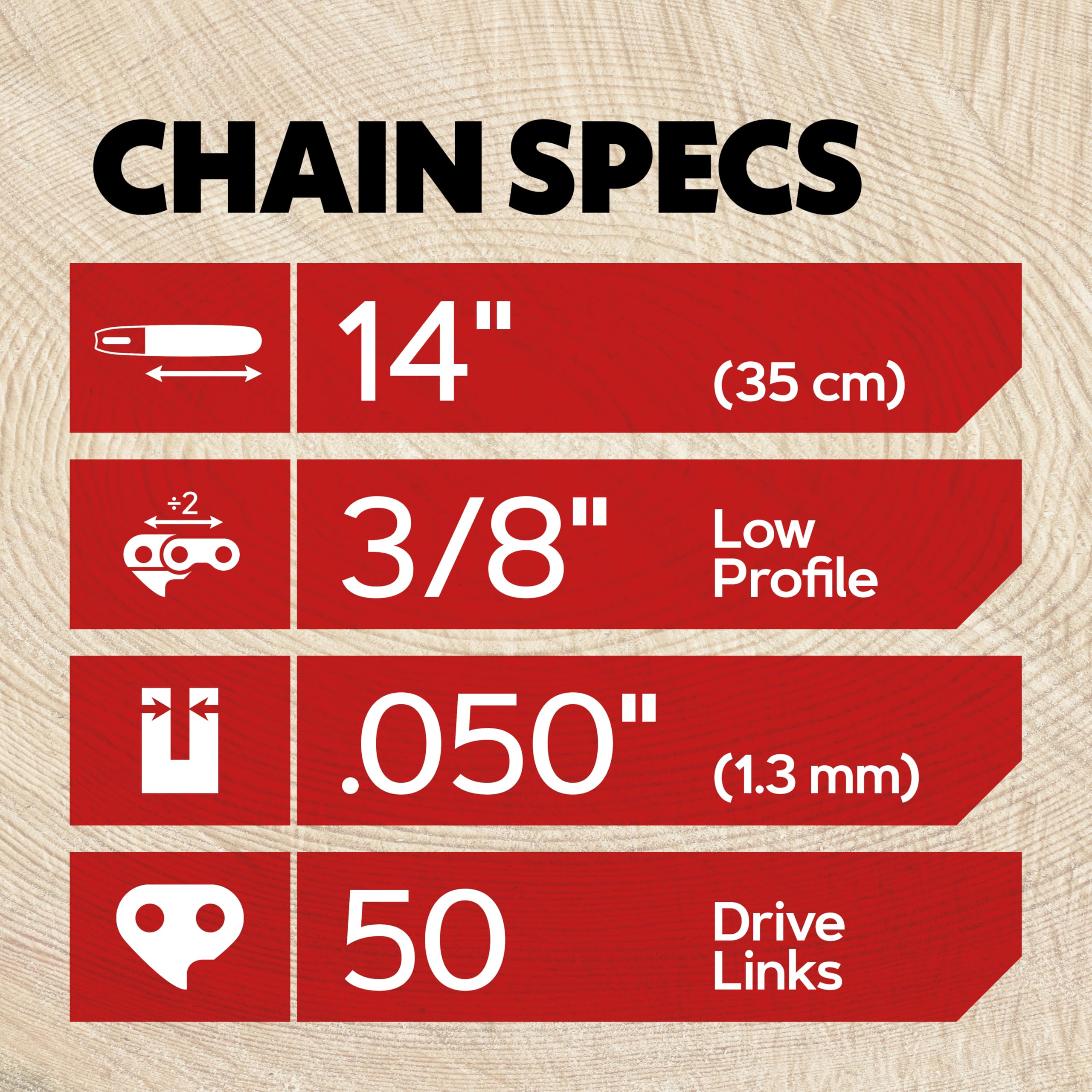 Oregon 3-Pack 3/8" LP Pitch, .050" (1.3 mm) Gauge, Chainsaw Chain for 14" (35cm) Bar, 50 Drive Links – Semi-chisel Replacement Saw Chain, Fits Stihl, Craftsman, Homelite, McCulloch and more - Image 3
