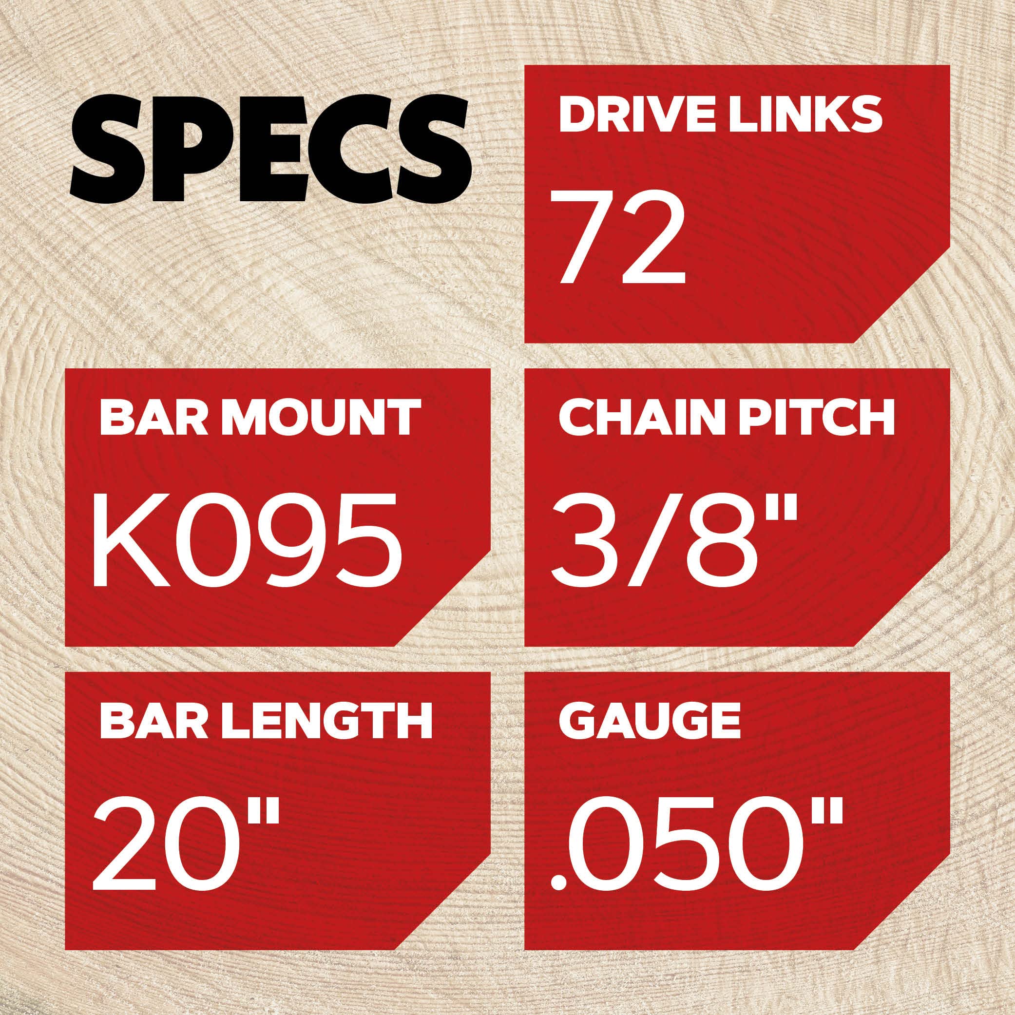 Oregon 584271 Chainsaw Guide Bar & Chain Combo, PowerCut Replacement Bar Length 20" (50cm) with Chain Set, 3/8" Pitch, 0.050" Gauge, 72 Drive Links - Image 4