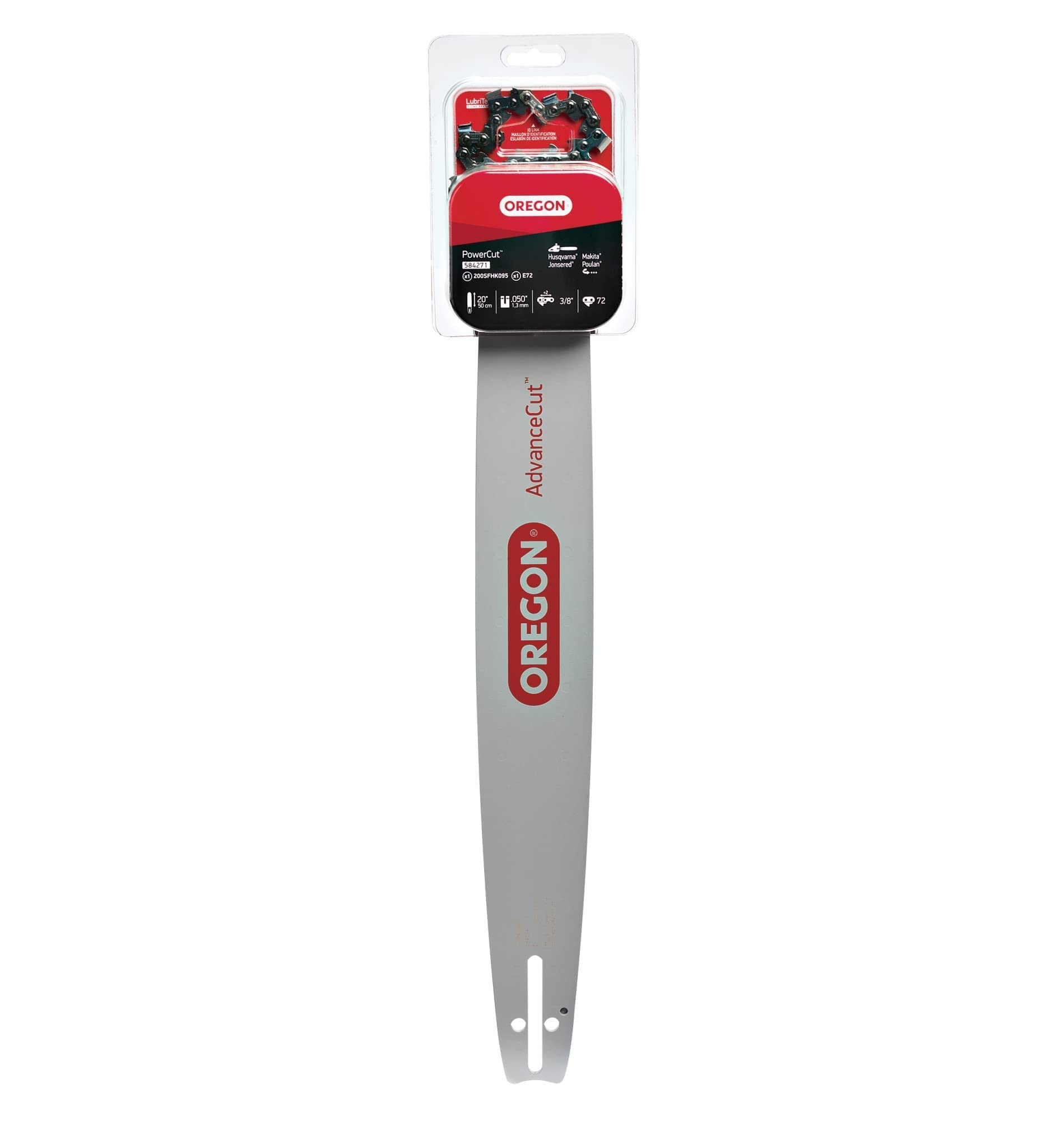 Oregon 584271 Chainsaw Guide Bar & Chain Combo, PowerCut Replacement Bar Length 20" (50cm) with Chain Set, 3/8" Pitch, 0.050" Gauge, 72 Drive Links - Image 8