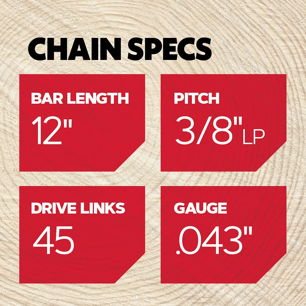 Oregon Chainsaw Chain 3/8" LP Pitch, .043" (1.1 mm) Gauge for 12 Inch Bar, 45 Drive Links – Low-kickback Replacement Saw Chain, Fits Dewalt, Craftsman, Makita and more - Image 3
